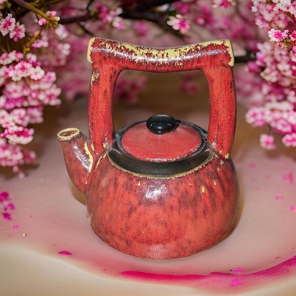 Discontinued Pier 1 Earthenware Red Shanghai Tea Set - Picture 3 of 13